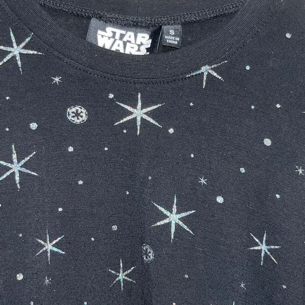 Star Wars Women's Black White Star Cinched Crew Neck Sleeveless Tunic Top Small - Picture 4 of 9